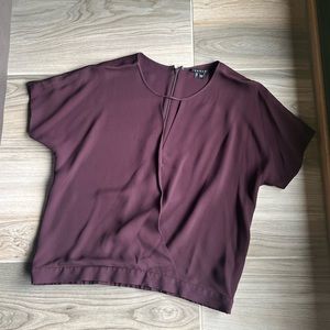 Theory - burgundy faux cross over blouse, size medium